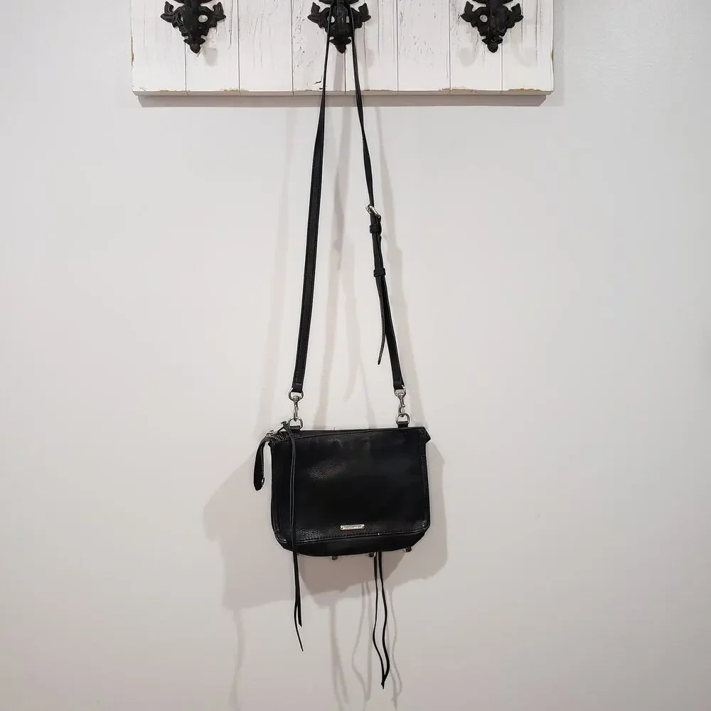Rebecca Minkoff Mini 5 Zip Black Leather Crossbody EUC